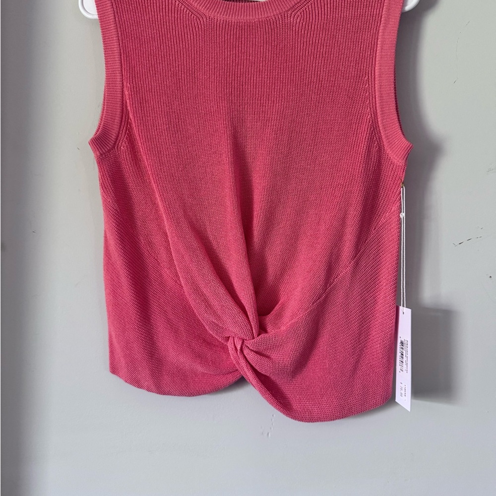 Bishop + Young Pink Sleeveless Tie Front Tank Top